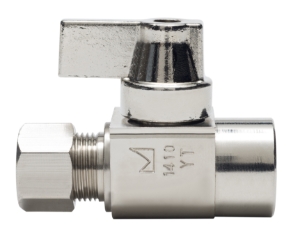 Sioux Chief 129-G2S1C 1/4 Turn Straight Supply Stop, 1/2 x 3/8 in Nominal, C x Compression, Brass Body, Nickel Plated