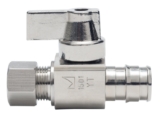 Sioux Chief 129-G2W1C 1/4 Turn Straight Supply Stop, 1/2 x 3/8 in Nominal, F1960 PEX x OD Compression, Brass Body, Nickel Plated