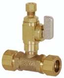 Sioux Chief Add-A-Line™ 601-G20CV Slip Valve Tee, 5/8 x 1/4 in Nominal, Compression End Style, Brass Body, Full Port