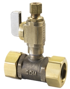 Sioux Chief Add-A-Line™ 601-G30CV Slip Valve Tee, 7/8 x 1/4 in Nominal, Compression End Style, Brass Body, Full Port