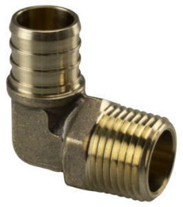 Sioux Chief 632XG222M 1-Piece Elbow Adapter, 1/2 in Nominal, F1807 PEX Crimp™ x MNPT End Style, Brass