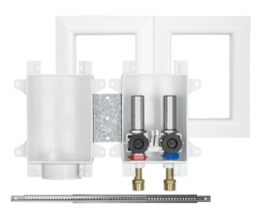 Sioux Chief OxBox™ 696RG2313MF Fire-Rated Washing Machine Outlet Box with MiniRester™ Water Hammer Arresters and Plain Valve, 1/2 in Female C x 3/4 in Male Hose Thread Outlet, ABS