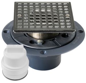 Sioux Chief 821-T2PQCP Shower Pan Drain with Ring and Strainer, 2 in Nominal, Solvent Weld Connection, 4-1/4 in, PVC Drain