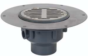 Sioux Chief Halo™ 822-2PS Adjustable Floor Drain with Round Ring and Strainer, 2 in Outlet, Hub Connection, PVC Drain