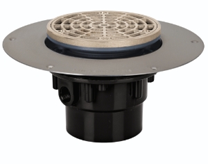 Sioux Chief Halo™ 822-3ANR Adjustable Floor Drain, 3'' ABS Hub - 5-1/2'' Round Ring & Strainer
