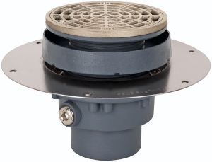 Sioux Chief FinishLine™ Halo™ 822-F3DNR Adjustable Floor Drain, 3 in No-Hub - 5-1/2 in Round Nickel Bronze Ring & Strainer