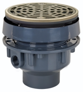 Sioux Chief FinishLine™ 832-25PNR Adjustable Floor Drain Complete Assembly with Ring and Strainer, 2 x 3 in Outlet, Hub Connection, PVC Drain