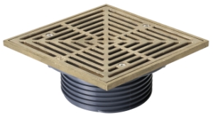 Sioux Chief FinishLine™ 832-4HNQ Adjustable Floor Drain, 7 in Square Nickel Bronze Ring & Strainer