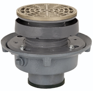 Sioux Chief FinishLine™ 833-635DNR Adjustable Flashing Drain Complete Assembly with Ring and Strainer, 3 in Outlet, Push-Joint Connection, 5-1/2 in, Cast Iron Drain