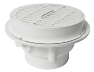 Sioux Chief LittleMax™ 864-W2P Small Floor Sink with Strainer, 2 in Drain Opening, 4-1/4 in H, 6-5/8 in Round Grate, PVC, White
