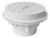 Sioux Chief LittleMax™ 864-W2P Small Floor Sink with Strainer, 2 in Drain Opening, 4-1/4 in H, 6-5/8 in Round Grate, PVC, White