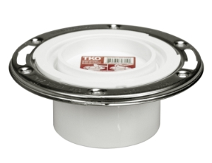 Sioux Chief TKO™ 884-PTMPK Closet Flange with Stainless Steel Swivel Ring, 3 in Hub/Inside 4 in, PVC, Flush To Floor, 2-1/2 in Tailpiece