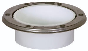 Sioux Chief TKO™ 886-4PM 1-Piece Open Closet Flange with Stainless Steel Swivel Ring, 4 x 4 in Pipe, PVC