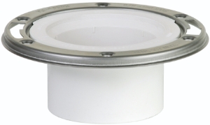 Sioux Chief TKO™ 887-PM 1-Piece Open Closet Flange with Stainless Steel Swivel Ring, PVC, 3'' Hub/Inside 4'', PVC, Flush To Floor