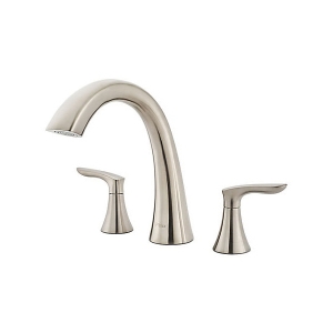Pfister® RT6-5WRK Professional Grade Roman Tub Trim, Weller™, 4 in Center, Brushed Nickel, 2 Handles, Function: Traditional