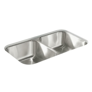 Sterling® 11406-NA Kitchen Sink With SilentShield® Technology, McAllister®, Luster, Rectangle Shape, 14-1/8 in Left, 14-1/8 in Right L x 15-3/4 in Left, 15-3/4 in Right W, 32 in L x 18 in W x 8-1/16 in H, 20 ga Stainless Steel