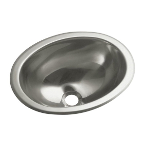 Sterling® 11811-0 Entertainment Lavatory Sink With SilentShield® Technology, Oval Shape, 13-1/4 in L x 10-1/2 in W x 5 in H, 20 ga Stainless Steel, Mirror