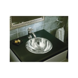 Sterling® 131-0 Self-Rimming Lavatory Sink, Round Shape, 13-5/8 in L x 13-5/8 in W x 5-1/4 in H, 20 ga Stainless Steel, Luster Buffed