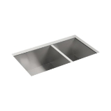 Sterling® 20025-NA Large/Medium Kitchen Sink With SilentShield® Technology, Ludington®, Satin, 17-1/2 in Left, 11-5/8 in Right L x 16-9/16 in Left, 16-9/16 in Right W, 32 in L x 18-5/16 in W x 9-5/16 in H, 18 ga Stainless Steel