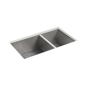 Sterling® 20025-PC-NA Large/Medium Kitchen Sink With SilentShield® Technology, Ludington®, Satin, Rectangle Shape, 17-1/2 in Left, 11-5/8 in Right L x 16-9/16 in Left, 16-9/16 in Right W, 32 in L x 18-5/16 in W x 9-5/16 in H