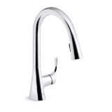 Sterling® 24276-CP Valton® Pull-Down Kitchen Faucet, 1.5 gpm Flow Rate, Polished Chrome, 1 Handle, 1/3 Faucet Holes