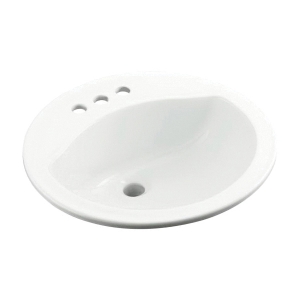 Sterling® 441904-0 Self-Rimming Bathroom Sink, Modesto, Round Shape, 4 in Faucet Hole Spacing, 19 in L x 19 in W x 8 in H, Drop-In Mount, Vitreous China, White
