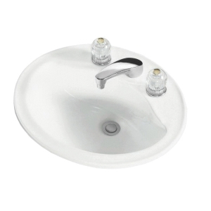 Sterling® 442008-0 Self-Rimming Bathroom Sink With Overflow, Sanibel®, Oval Shape, 8 in Faucet Hole Spacing, 20 in L x 17 in W x 8 in H, Drop-In Mount, Vitreous China, White