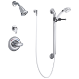 DELTA® Commercial T13H382 Universal Dual Shower Trim Diverter Hand Shower and Grab Bar, Chrome
