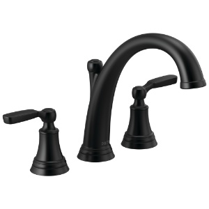 DELTA® T2732-BL Woodhurst™ Tub Faucet, 18 gpm Flow Rate, 10 to 16 in Center, Matte Black, 2 Handles, Tub Filler Function