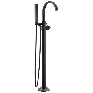 DELTA® T4788-BLLHP-FL Tetra™ Floor Mount Tub Filler Trim - Less Handles, Matte Black