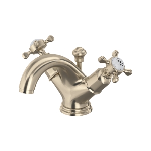 Perrin & Rowe U.3626X-STN-2 Edwardian Single Hole Bathroom Faucet, 1.2 gpm Flow Rate, Nickel