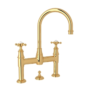 Perrin & Rowe U.3709X-EG-2 Georgian Era Bathroom Faucet, 1.2 gpm Flow Rate, 14-1/8 in H Spout, 7-7/8 in Center, English Gold