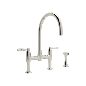 Perrin & Rowe® U.4273LS-PN-2 Holborn Bridge Kitchen Faucet Edwardian Georgian, 1.8 gpm Flow Rate, Polished Nickel