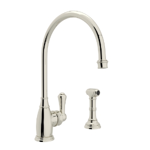 Perrin & Rowe® U.4702PN-2 Georgian Era Kitchen Faucet Pulldown Single Trattoria, 16 gpm Flow Rate, Polished Nickel