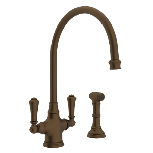 Perrin & Rowe® U.4710EB-2 Georgian Era Kitchen Faucet Edwardian Single Hole, 16 gpm Flow Rate, English Bronze