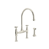 Perrin & Rowe® U.4718X-PN-2 Georgian Era Bridge Kitchen Faucet Edwardian Georgian, 16 gpm Flow Rate, Polished Nickel