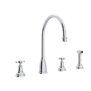 Perrin & Rowe® U.4735X-APC-2 Georgian Era Kitchen Faucet Edwardian Single Hole, 1.8 gpm Flow Rate, Polished Chrome