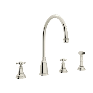 Perrin & Rowe® U.4735X-PN-2 Georgian Era Kitchen Faucet Edwardian Single Hole, 16 gpm Flow Rate, Polished Nickel