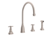 Perrin & Rowe® U.4735X-STN-2 Georgian Era Kitchen Faucet Edwardian Single Hole, 16 gpm Flow Rate, Satin Nickel