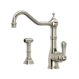 Perrin & Rowe U.4746PN-2 Edwardian Kitchen Faucet Pulldown Single Trattoria, 1.8 gpm Flow Rate, Satin Nickel