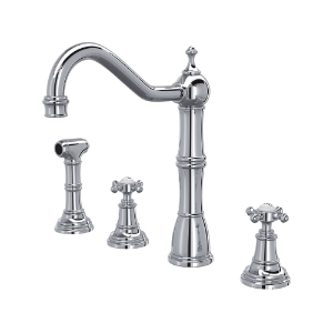 Perrin & Rowe® U.4775X-APC-2 Edwardian Kitchen Faucet Single Hole, 1.8 gpm Flow Rate, Satin Nickel