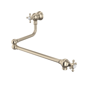 Perrin & Rowe® U.4798X-STN-2 Edwardian Pot Filler Mount Swing, 1.8 gpm Flow Rate, Swing Arm Spout, Satin Nickel, 2 Handles