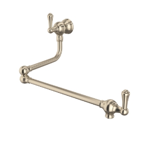 Perrin & Rowe® U.4799LS-STN-2 Edwardian Pot Filler Mount Swing, 1.8 gpm Flow Rate, Swing Arm Spout, Satin Nickel, 2 Handles