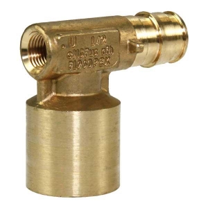 Uponor ProPEX® Q4397575 Baseboard Tee with 1/8 in Vent Tapping, 3/4 in, PEX x C Adapter, Brass