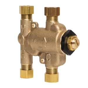 WATTS® 0204152 LFUSG-B Under Sink Guardian Thermostatic Mixing Valve, 3/8 in Nominal, Compression End Style, 150 psi Pressure, 0.25 to 2.25 gpm Flow, Brass Body