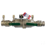 WATTS® T063234 LF007 Inline Backflow Preventer Assembly, 1-1/2 in Nominal, NPT End Style, Quarter-Turn Ball Valve, Lead Free Copper Silicon Alloy Body, Dual Check