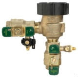 WATTS® T792012 LF800M4QT Angle Backflow Preventer with Flood Sensor, 1 in Nominal, NPT End Style, Quarter-Turn Ball Valve, Lead Free Copper Silicon Alloy Body, Vacuum Breaker
