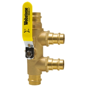 Webstone Purge Tee® H-88655 8864 Ball Valve, 1-1/4 in Nominal, Press End Style, Brass Body, Full Port