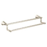 Moen® YB0322BN Flara™ Double Towel Bar, 24 in L Bar, 4-1/4 in OAH x 6.88 in OAD, Zinc/Aluminum, Brushed Nickel