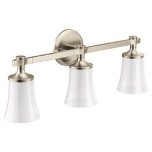Moen® YB0363BN Flara™ 3-Globe Bath Light, (3) Lamps, 120 V, Brushed Nickel Housing